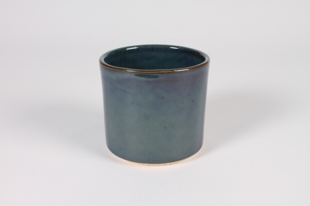 Cache-pot en céramique bleu foncé D10.8cm H10cm