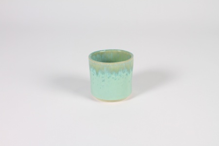 Cache-pot en céramique turquoise D7cm H7cm