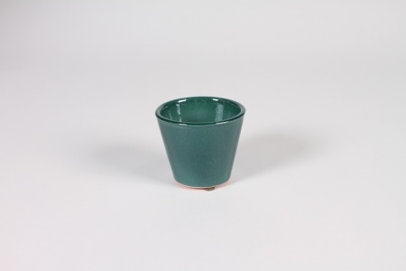 Cache-pot en céramique vert canard D8cm H7cm