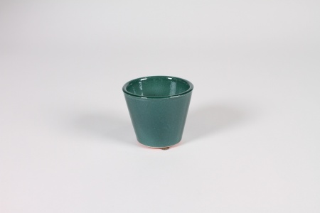 Cache-pot en céramique vert canard D8cm H7cm