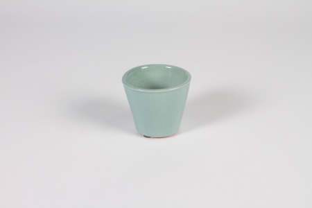 Cache-pot en céramique vert d'eau D8cm H7cm