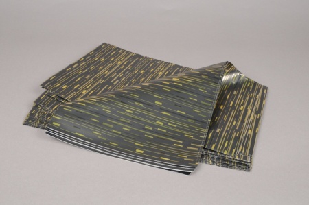Paquet de 50 sachets papier métal noir et or 16x25cm