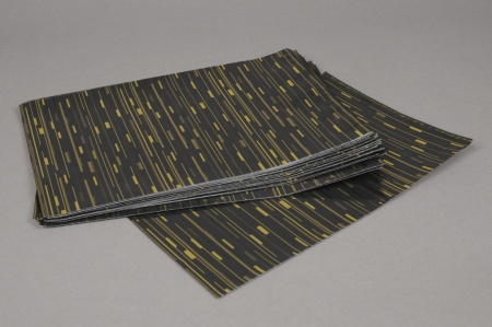 Paquet de 50 sachets papier métal noir et or 20x32cm