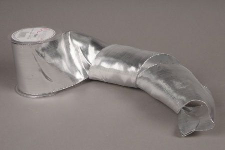Ruban tissu brillant argent 100mm x 10m
