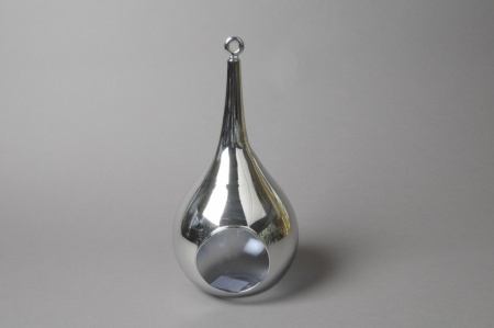 Soliflore goutte en verre argent D15cm H30cm