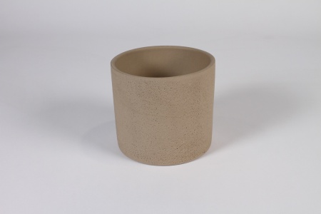 Cache-pot en céramique beige brut D14cm H12.5cm