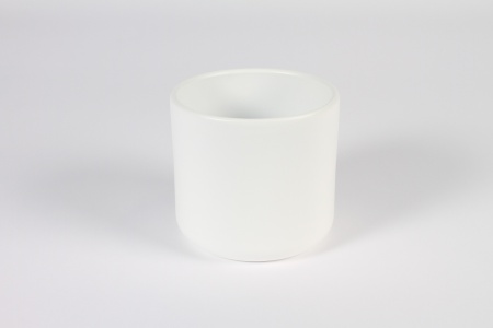 Cache-pot en céramique blanc D13.5cm H12.5cm