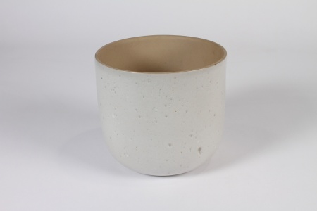 Cache-pot en céramique blanc D18.5cm H16.5cm