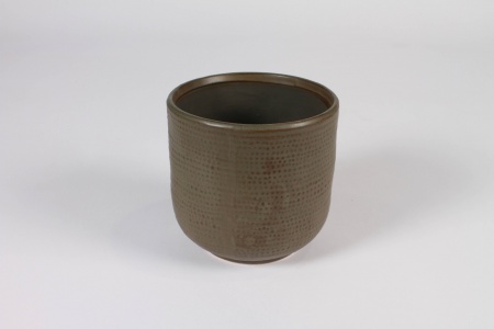 Cache-pot en céramique marron D13.5cm H13cm