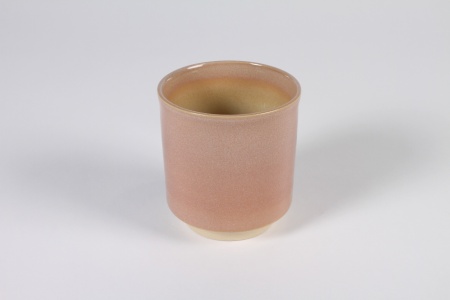 Cache-pot en céramique rose D10cm H11cm