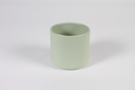 Cache-pot en céramique vert clair D11.5cm H11cm