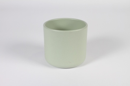 Cache-pot en céramique vert clair D13.5cm H12.5cm