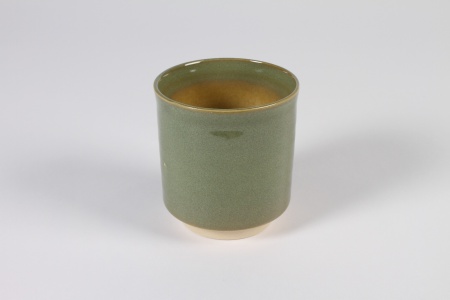 Cache-pot en céramique vert D10cm H11cm