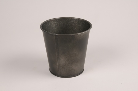 Cache-pot en zinc vieilli noir D12.5cm H12.5cm
