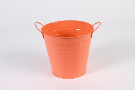 Cache-pot en zinc orange D16.5cm H15cm