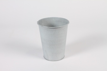 Cache-pot en zinc vieilli gris D13cm H16cm