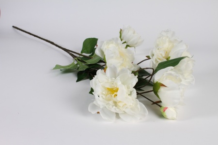 Pivoine artificielle ramifiée blanche H125cm