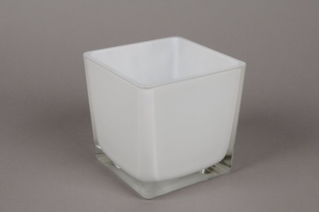 Vase en verre blanc 12x12cm H12cm