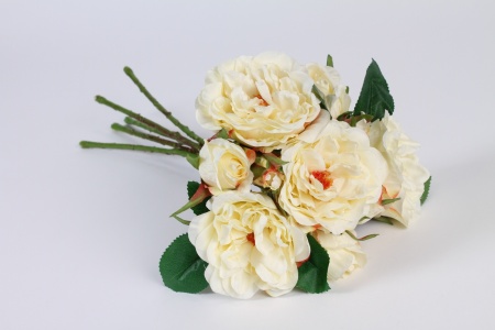 Bouquet de roses artificielles crème H44cm