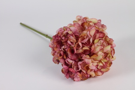 Hortensia artificiel rose et jaune H63cm
