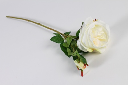Rose artificielle ramifiée blanche H62cm