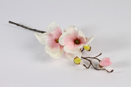 Magnolia artificiel rose et crème H46cm