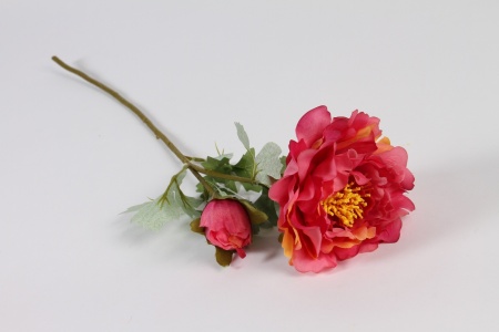 Pivoine artificielle ramifiée rose H60cm
