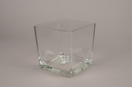 Vase en verre cube 17cm x 17cm H18cm