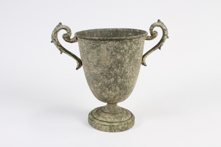Vase Médicis en métal vert antique D16.5cm H24.5cm