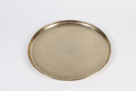 Assiette deco aluminium or brillant D34cm H1.5cm