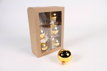 Boite de 6 boules en verre or brillant D6cm