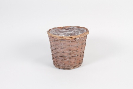 Cache pot osier gris mat D20cm H17cm
