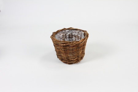 Cache-pot osier marron mat D14cm H11cm