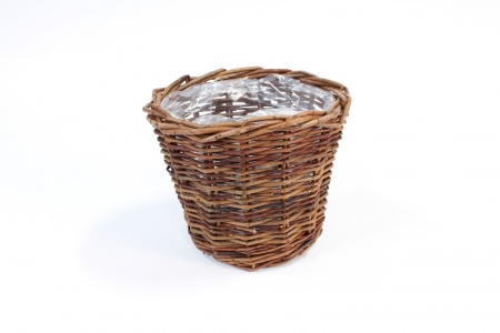 Cache-pot osier marron mat D22cm H18cm