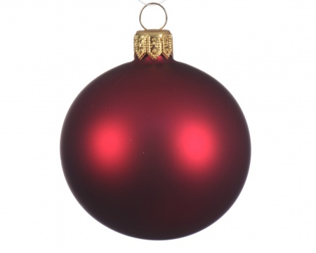 Boite 6 Boule verre   bordeaux mat D8cm