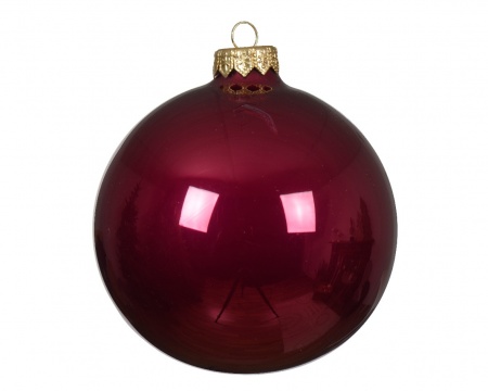 Boite de 6 boules verre rouge cerise brillant D8cm
