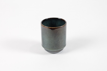 Cache-pot céramique bleu foncé brillant D7.5cm H9cm