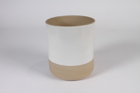 Cache-pot en céramique blanc D17.5cm H20cm