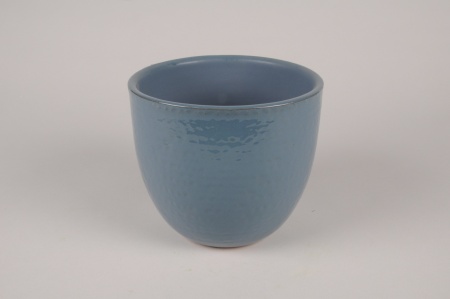 Cache-pot en céramique bleu D16.5cm H14cm