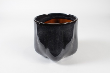 Cache-pot en céramique bleu foncé D14.5cm H14cm
