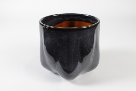 Cache-pot en céramique bleu foncé D18cm H17.5cm