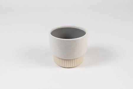 Cache-pot en céramique crème D11cm H9.5cm
