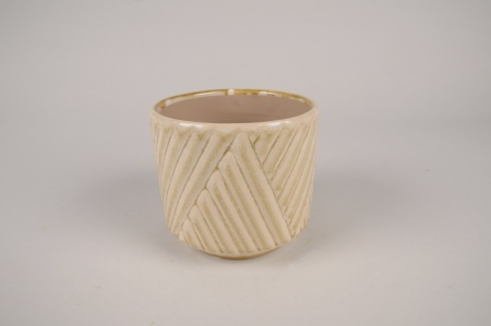 Cache-pot en céramique crème D16cm H14.5cm