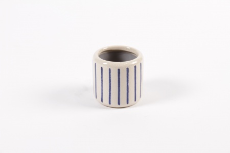 Cache-pot en céramique ligne bleu D6cm H5.5cm