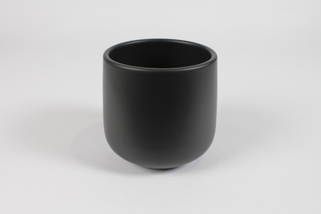Cache-pot en céramique noir mat D13cm H13,5cm