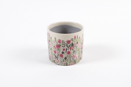 Cache-pot en céramique prairie D12cm H10.5cm