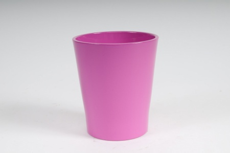 Cache-pot en céramique rose D14cm H15cm