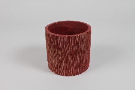 Cache-pot en céramique rouge foncé mat D13cm H12cm