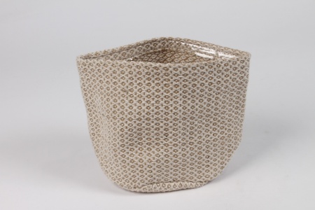 Cache-pot en jute ivoire D15cm H17cm