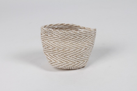 Cache-pot en jute ivoire D8.5cm H8.5cm